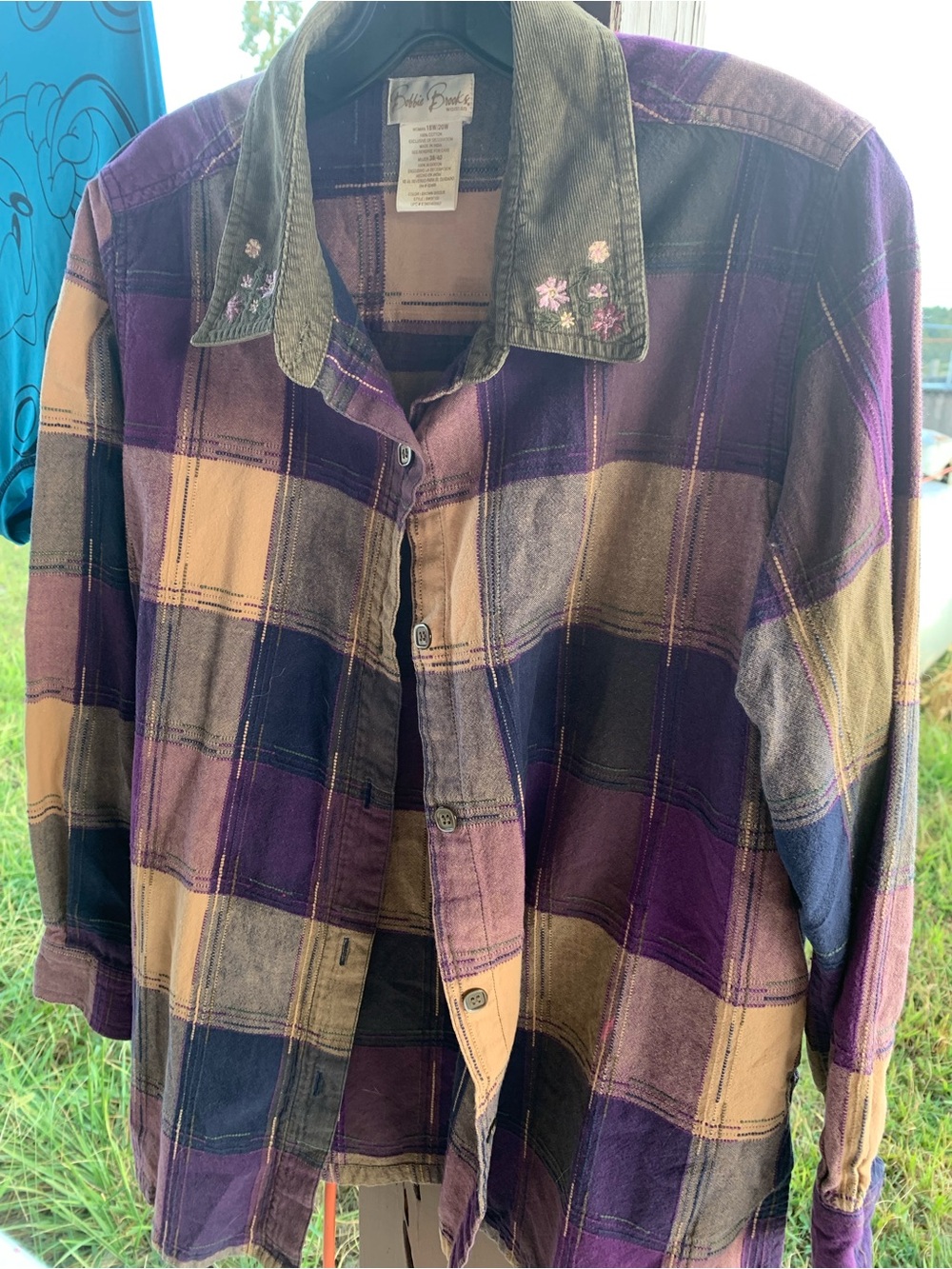 Bobbie Brooks Purple & Tan Plaid Button-Down Shirt Jacket